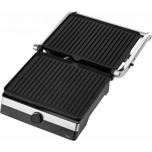  Parrilla Electrica y Grill JATA con placas rayadas antiadherentes de 29 x 23,6 cm. 2000 W. Cocina todo tipo de alimentos. Apertura 180º. Tapa superior basculante. Bandeja recogesalsas [3]