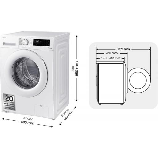  Lavad  SAMSUNG C/F 9Kg 1400rpm, A-10%,  SMART AI, Ecobubble, Motor Digital Inverter,  Modo Vapor. Puerta blanca y Nuevo Display  LED con window panel black [0]