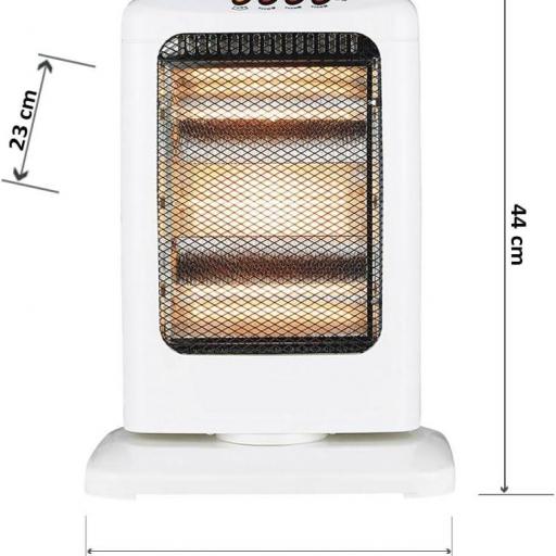 Estufa Elect.candente 1200w Blanco 3pot Oscilante 3elem.antivuelco,asa 44x33x23 Cm [1]