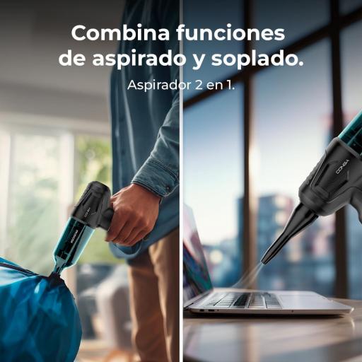 Aspiradora de Mano sin Cable Cecotec  Motor BLDC 80W, Potencia de Succión 12kPa, Función de Aspirado y Soplado, 2 Modos, Autonomía 25mins, Kit de Accesorios [2]