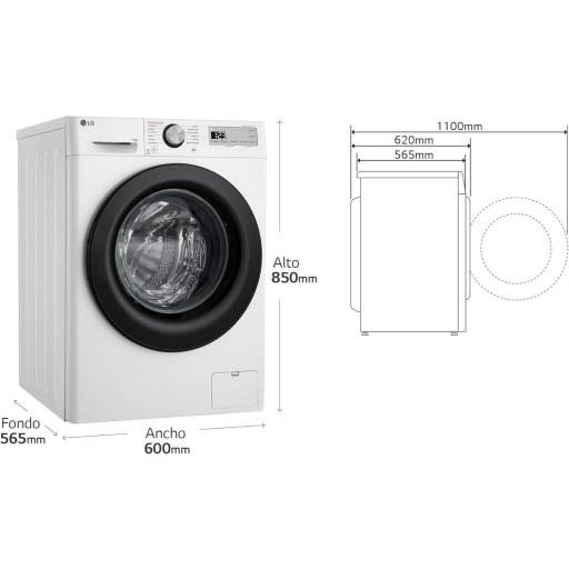 Lavadora carga frontal  LG  11 kg, 1400 rpm, Clase A-10%11 programas, AI Direct Drive™, Steam™, Blanco [0]