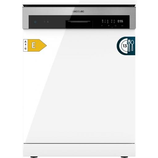 Lavavajillas blanco de 60 cm, diseñado para 13 cubiertos, con 6 programas de lavado y funciones Media Carga, programa 3 en 1, KidLock y panel FullTouch