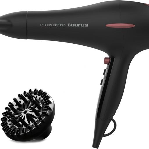 Taurus  - Secador de pelo, motor AC profesional, 2200W potencia, 2 velocidades, 3 temperaturas, golpe de aire frío, filtro extraíble, anilla para colgar [2]