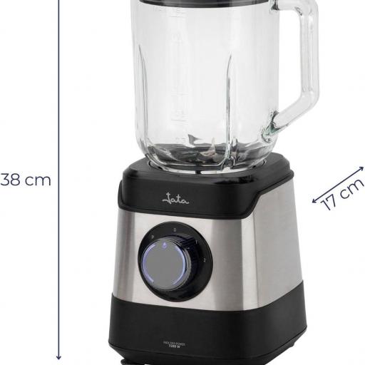 JATA - Batidora de Vaso 1500 W con Jarra de Cristal 1,8 L, Motor AC Alto Rendimiento 17000 RPM, Tritura Hielo, 2 Velocidades + Pulse, Cuchillas Acero Inoxidable, Sistema Seguridad [0]