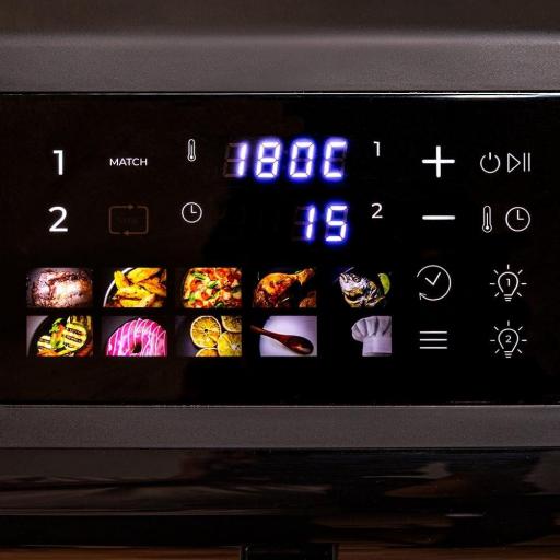  Freidora de Aire sin Aceite Cecotec Air Fryer 12L . 2900W, 2 Cubetas 6L, Cocina hasta 4 Alimentos, Sync, 10 Menús, Temp 40-200ºC, Ventana Superior, Panel Táctil a Color [1]