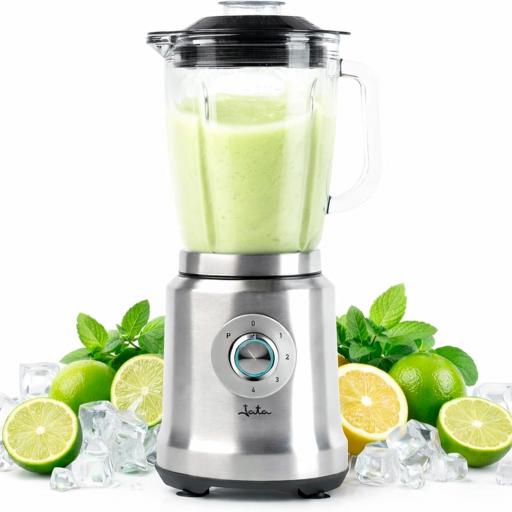 Batidora de Vaso Jata con 4 Velocidades + Pulse. 6 Cuchillas de acero inox dentadas extralargas. 1.200 W. 1,75 litros. Pica hielo. Con motor profesional. Cuerpo de acero inoxidable