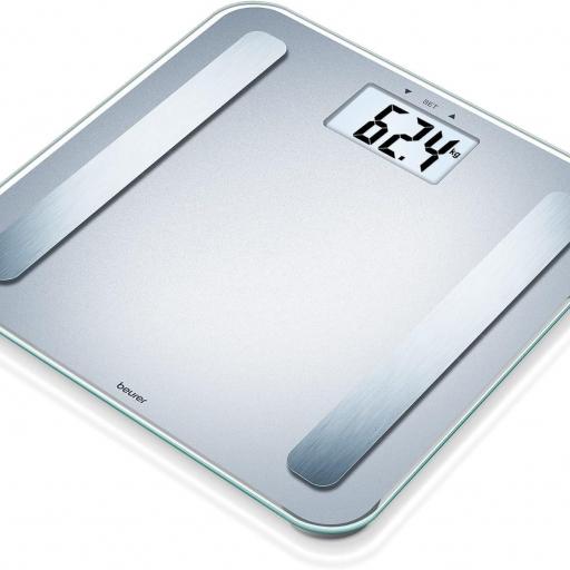  Báscula diagnóstica Beurer análisis corporal preciso para hasta 10 personas, medición de peso, grasa corporal, IMC, porcentaje muscular y edad metabólica, gran pantalla XL, hasta 180 kg [3]