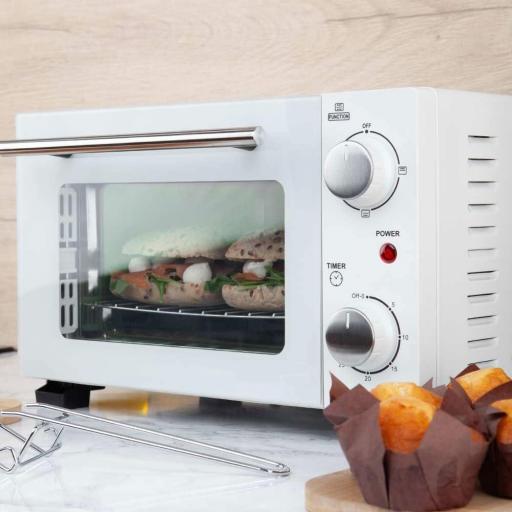  Mini horno sobremesa  800w -  Tostador Multif.10 litros BLANCO, Puerta  abatille con doble cristal. Temporizador 30  [2]