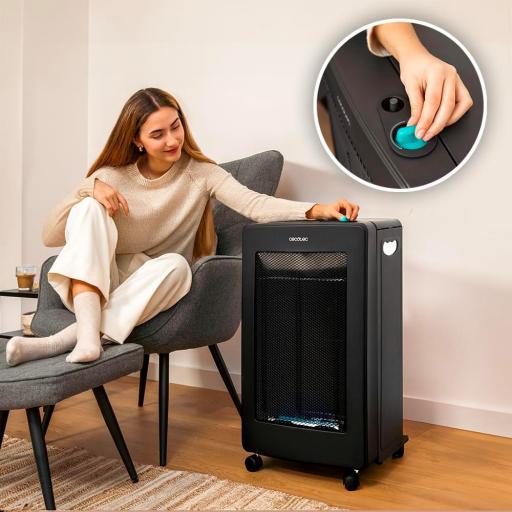  Estufa de Gas de Llama Azul Plegable Cecotec . 4200 W, 2 Niveles de Potencia, Encendido Piezoeléctrico y Triple sistema de seguridad, Bombonas de hasta 15 Kg [Clase de eficiencia energética A] [3]