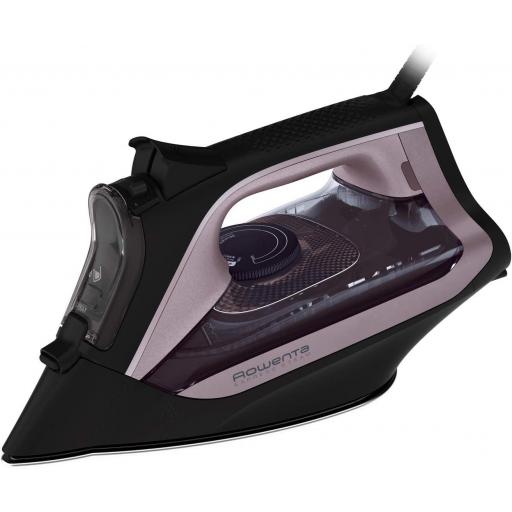 Rowenta Express Steam plancha de vapor, suela Microsteam 350 láser, 2600 W, salida de vapor continua de 40 g/min, golpe de vapor de 200 g/min, sistema antical, antigoteo, Lila