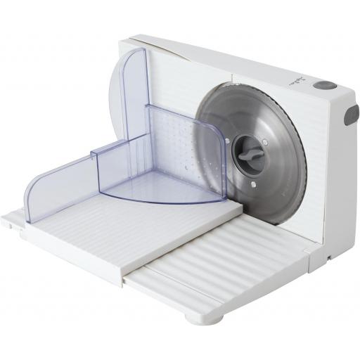  Cortafiambres Jata Eléctrico Compacta, Cuchilla de Acero Inoxidable Extraíble, 170 mm de Diámetro, Regulador de Grosor 0 a 15 mm, Facil Limpieza, Base Plegable, Seguridad antiuso, 150 W [1]