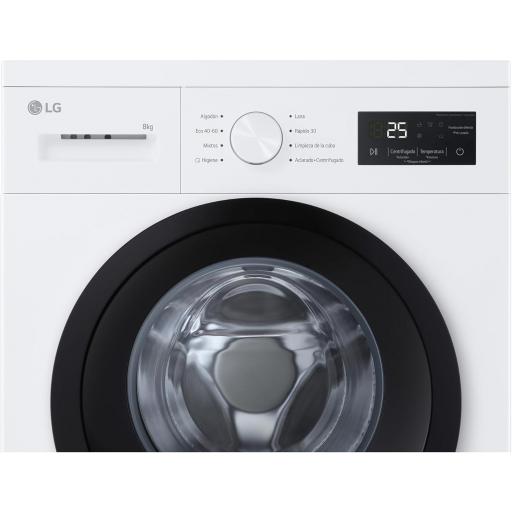  Lavadora lg 8 kg, 1400 rpm, Carga Frontal, 8 Programas, Programa Rápido  Fondo Especial Reducido, Display LED,  Color Blanco [Clase de eficiencia energética A] [3]