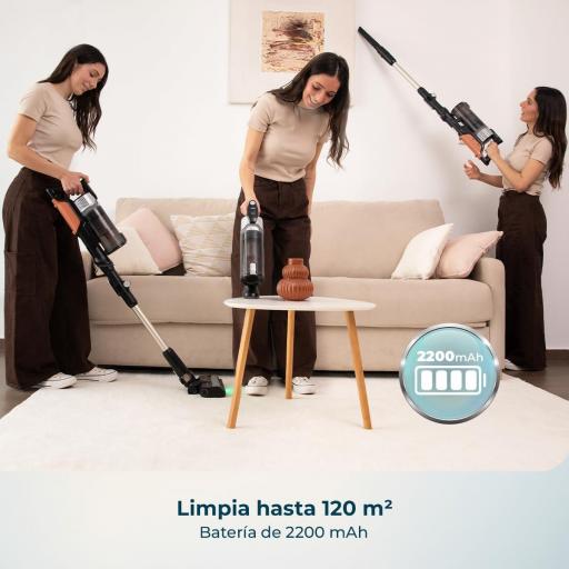 Aspiradora Escoba sin Cable Cecotec . 240W, Potencia de Succión 80AW y 20kPa, Cepillo Antienredos Hairless, Autonomía 45mins, Luz LED Verde, Tubo Flexible, Diseño Ligero [1]