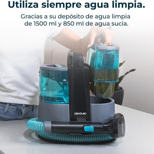  Limpiador Aspirador de Tapicerías y Alfombras Cecotec con Cable  600W, 14kPa, 2 Depósitos: Agua Limpia y Sucia, Pulverizador, Accesorio Ventanas y 3 Boquillas [1]