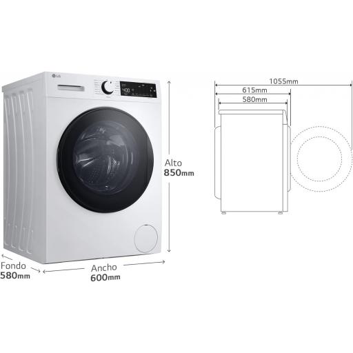 Lavadora carga frontal - LG , Serie 100, 9 kg, 1400 rpm, 15 programas, Sistema Dual Spray, Blanco [1]