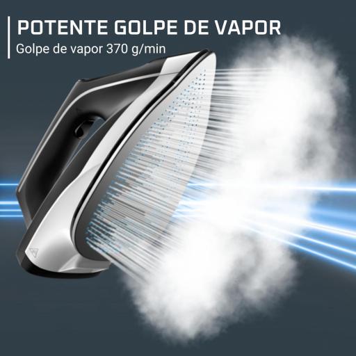 Centro de planchado Rowenta Turbosteam 6.5bares, golpe vapor 370g/m, suela MiscroSteam 400, bloqueo para transportar con una mano, sistema antical, modo Eco, depósito agua 1.7L,Negro [3]
