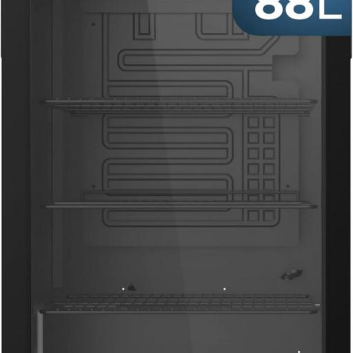  Mini Frigorífico Cecotec con Puerta de Cristal , 88 Litros de Capacidad, 44,5 cm de Ancho, 83,3 de Alto, Iluminación LED interior, Temperatura 0ºC a 10ºC  [1]