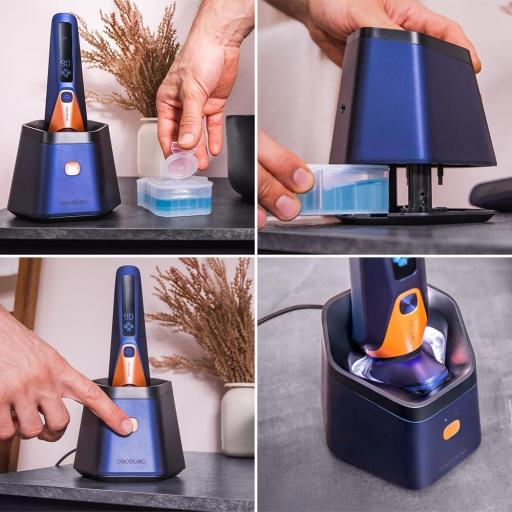 Cecotec Afeitadora Rotativa con Base Autolimpieza  3-5 mins, Incluye Líquido de Autolimpieza, Autonomía 90min, Cuchillas de Titanio, Resistente al Agua IPX7 [2]