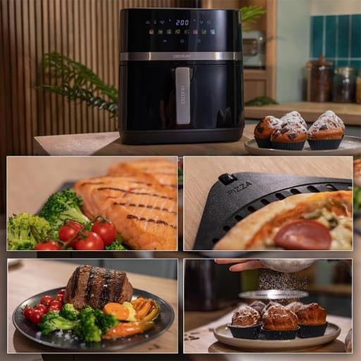 Cecotec Freidora de Aire sin Aceite - 8L - Plancha - Grill - Doble Resistencia - Air Fryer  2200W, Dietética y Digital, Ventana, Temperatura Regulable 80-200°C, 8 Menús [1]