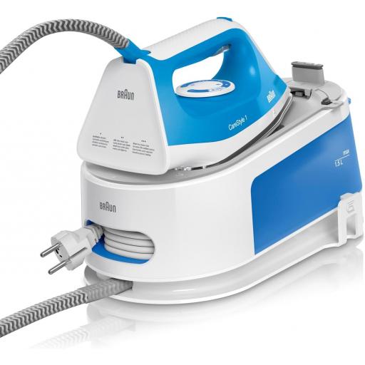 Centro planchado BRAUN  5,5 bares, Suela SuperCeramic, freeGlide 3D, 110g/min, golpe de vapor de 340g/min, auto-off, tanque de agua de 1.5L. Azul. [0]