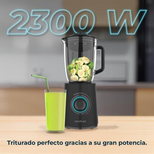 Cecotec Batidora de Vaso 2300W de Potencia Máxima, 1,5L de Capacidad, 5 Velocidades, 6 Hojas Recubrimiento de Titanio Negro y Jarra Termorresistente [3]