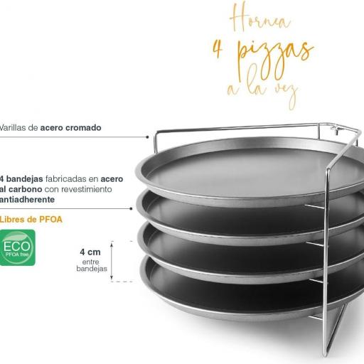  - Soporte para Hornear Pizzas, 4 Bandejas y Soporte Varilla | Organiza y mantiene todo a mano; libre de BPA, ideal para cocina profesional y uso diario en casa, para tu cocina cada día [2]