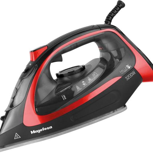 - Plancha de Suela Cerámica Magefesa Milla Plus  3200W, 300ml, Antigoteo y Antical, Autolimpieza, Planchado en Seco y en Vapor, Planchado Vertical [1]