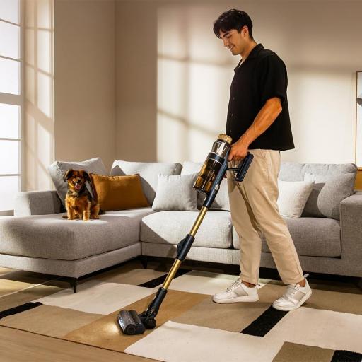 Cecotec Aspiradora Escoba sin Cable Conga Rockstar  600W, Potencia de Succión 160AW, 40kPa, Modo Auto, Cepillo Animales y Tubo Flexible, Limpia hasta 140m2 sin parones en Modo Eco [1]