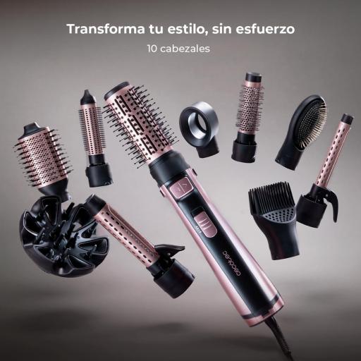 Cecotec Cepillo de Aire Moldeador con 10 Cabezales . 1100W, Función Rotativa, Tecnología Iónica, Revestimiento Cerámico, 3 Modos de Velocidad y Temperatura, Punta Fría [3]