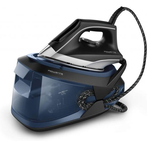 Centro de planchado Rowenta Turbosteam 6.5bares, golpe vapor 370g/m, suela MiscroSteam 400, bloqueo para transportar con una mano, sistema antical, modo Eco, depósito agua 1.7L,Negro [0]