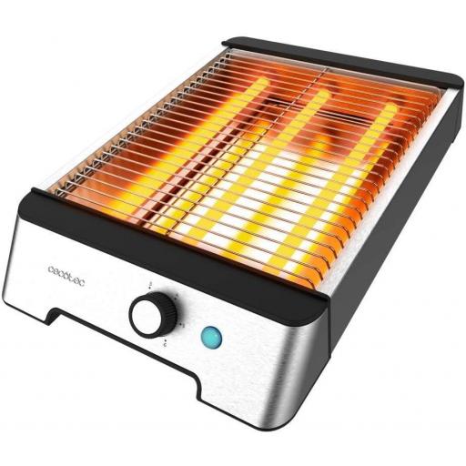  Tostadora Pan Horizontal cecotec 3 Resistencias . 1000W, Todo Tipo de Pan o Bollería, Resistencias de Cuarzo, Acabados en Acero Inoxidable, 6 Niveles de Tostado [1]