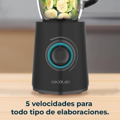 Cecotec Batidora de Vaso 2300W de Potencia Máxima, 1,5L de Capacidad, 5 Velocidades, 6 Hojas Recubrimiento de Titanio Negro y Jarra Termorresistente [2]