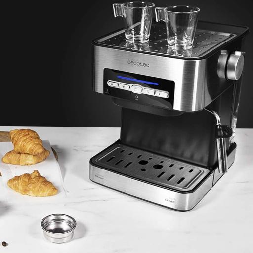  Cafetera express Cecotec 850 W, 20 Bares, 1,5L, Brazo Doble Salida, Vaporizador, Superficie Calientatazas, Mandos Digitales, Acabados en Acero Inoxidable, Negro/Plata [2]