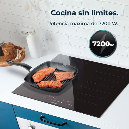 Placa de Inducción Cecotec  Zonas Flex  7200W, 9 Niveles, Bajo Consumo, Temporizador, Booster Function, Control Táctil, Bloqueo para... [2]
