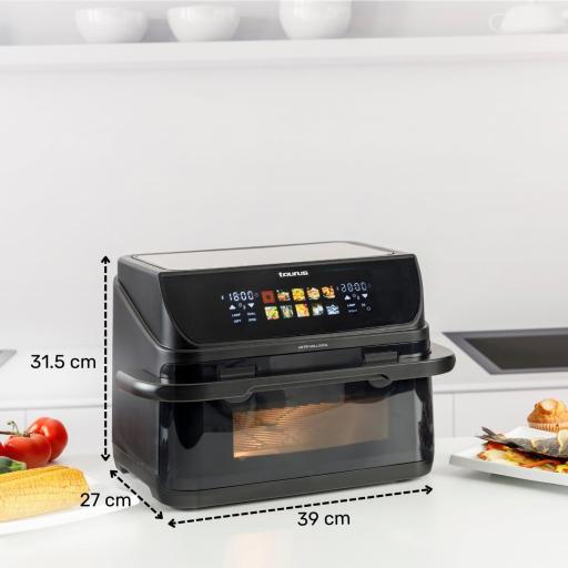  Freidora de Aire Taurus –Grill 360 XL, Air Fryer, Sin Aceite, 10L, 2800W, Pantalla Táctil, 10 Programas, Cestillo Divisible, Temporizador 60 min, Temp 60–200 ºC, Cocina Simultánea [0]