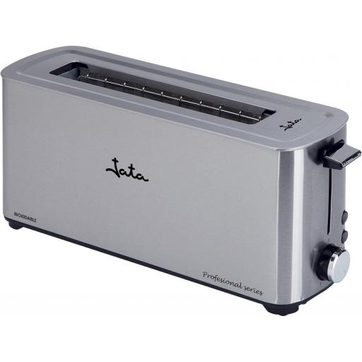  Tostadora jata de Boca Ancha Inox, Ranura de 255 mm x 40 mm, 5 posiciones de tostado, Centrado automático del pan, Cuerpo toque frío, Descongela, Recogemigas, Mantiene Calor, 1000 W [1]