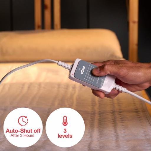 Calientacamas Solac  Norway 150x80cm | 60W | Tecnología Sensfort | Sistema de protección | 3 Temperaturas | Auto Apagado | Extra Suave | con Mando electrónico | Lavable a máquina hasta 30ºC [3]