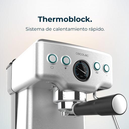 Cafetera Express Cecotec   1465 W, 20 Bares, Manometro y ThermoblocK, Vaporizador Orientable y Brazo con Doble Salida, 1,8 L de Capacidad [2]