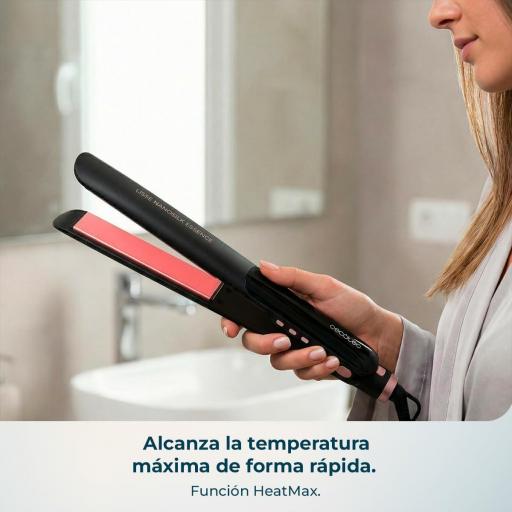 Plancha de Pelo Estrecha Cecotec Cerámica -  Revestimiento NanoSilk, Función HeatMax, 130-230ºC, Queratina y Aceite de Argán, Apagado Automático, Bolsa de Viaje [2]