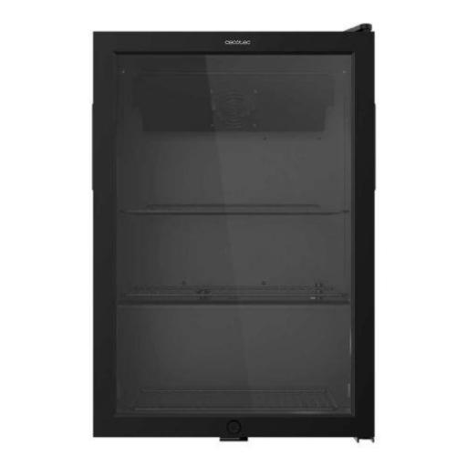Nevera Mini Bar con puerta de cristal, chasis color negro, Capacidad 72 Litros (88 Latas de 33cl), Compresor incorporado, Luz LED interior, Temperatura 0ºC a 10ºC, Ancho 44.5 x Alto 67.8 x Fondo 50 cm [1]