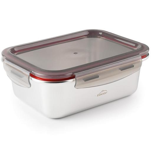  Set 3 Recipientes para alimentos Ecoinox LACOR  Acero Inox 18/10 | Capacidades 800ml/1200ml/1800ml, rectangular, apto para horno, apto para lavavajillas, apto para microondas [1]