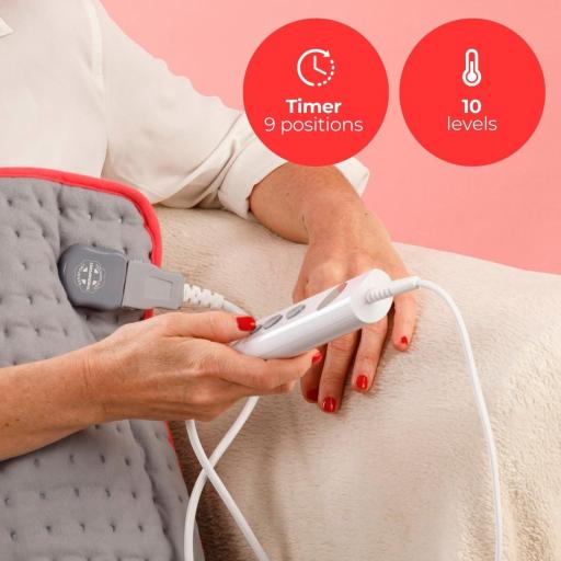  Almohadilla térmica Solac –Bremen Digital + | 48x34cm | Ergonómica | 10 temperaturas | Temporizador 9 posiciones | Auto apagado | Seguridad contra sobrecalentamiento | Lavable a máquina [3]