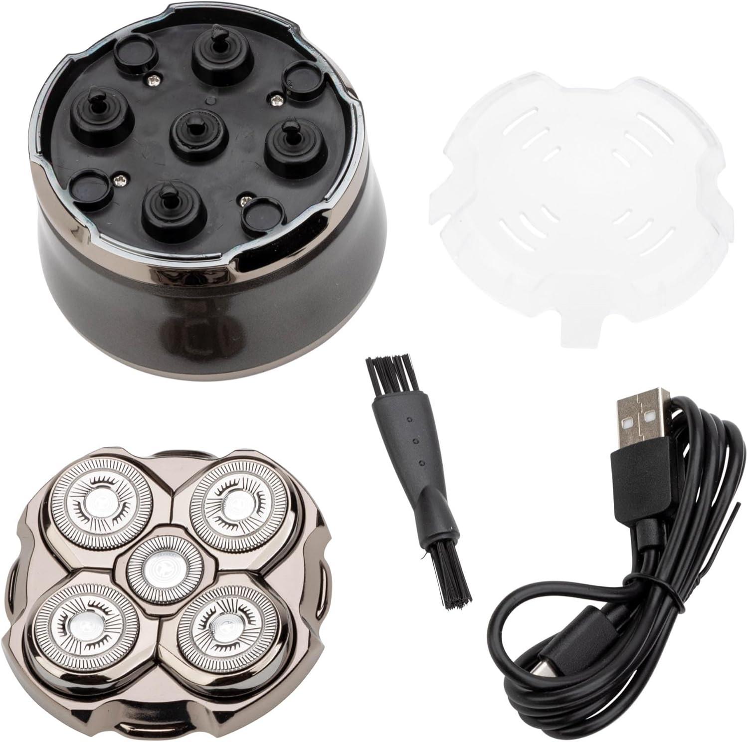 JATA - Afeitadora de Cabeza 5 en 1 Recargable, Maquinilla Eléctrica Hombre IPX6, Uso en Seco y Húmedo, 120 min Autonomía, USB-C, Pantalla LED