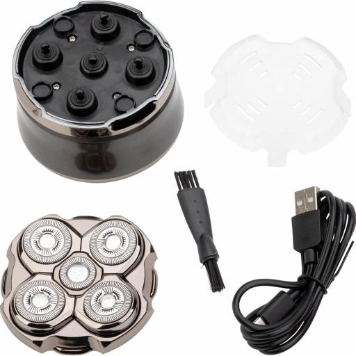 JATA - Afeitadora de Cabeza 5 en 1 Recargable, Maquinilla Eléctrica Hombre IPX6, Uso en Seco y Húmedo, 120 min Autonomía, USB-C, Pantalla LED [0]