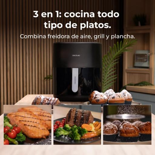  Freidora de Aire sin Aceite Cecotec 6,5L con Doble Resistencia  Plus. 2200W, Air Fryer, Grill y Plancha, Pizzas, Ventana Visualización, 12 Menús, Temperatura 40-200°C [1]