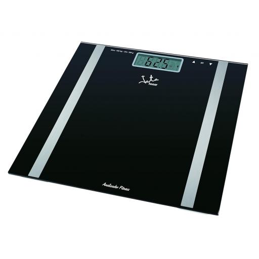 Jata 531 - Báscula de Baño Digital Grasa Corporal, Pantalla LCD, Alta precisión, Capacidad de 180 kg, Plataforma de Vidrio, Apagado Automático, Negro