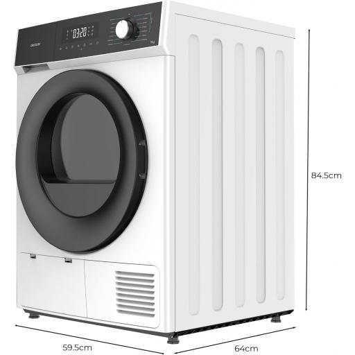 Secadora bomba de calor Cecotec 9kg, clase E (equivalente a clase A++), 15 programas y funciones como secado automático, giro bidireccional del tambor, Planchado Fácil, Stop&Go, Silence, Delay Start y KidLock [1]