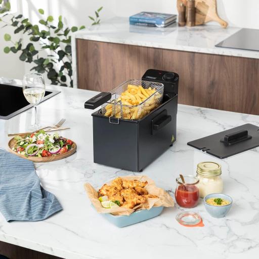  Freidora de aceite princess Zona Fría, 2000 W, Volumen de 3 L, Temperatura hasta 190ºC, Negro [2]