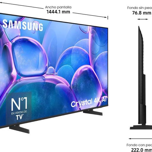 TV Samsung 65" LED Crystal - 4K UltraHD, Smart TV Tizen, Bluetooth, 20W Altavoces, HDR10+
