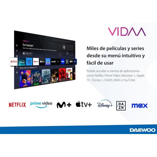 TV DAEWOO 50" - Smart TV 4K Ultra HD HDR 3840 x 2160, Dolby Vision, Diseño sin Marcos, Dolby Audio 2025 [2]